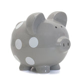 Polka Dot Piggy Bank Gray